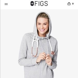 Figs Hoodie- Womens size M in a marled gray color.
